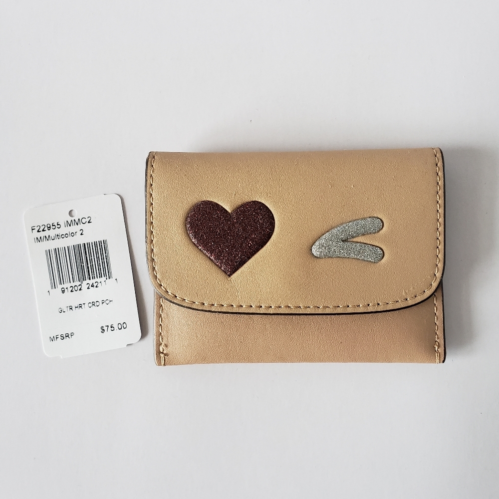 Coach Glitter Heart Card Case